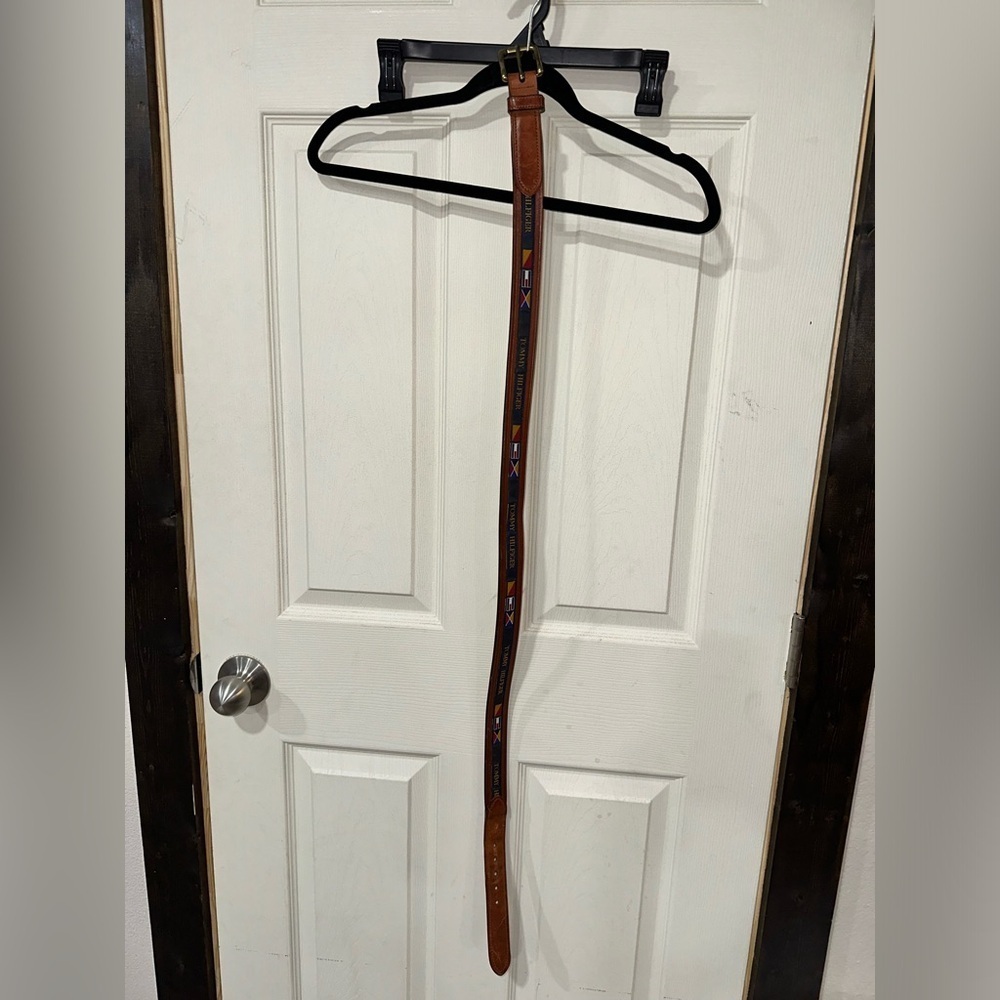 Vintage 1990s Tommy Hilfiger Flags Belt Size 38
